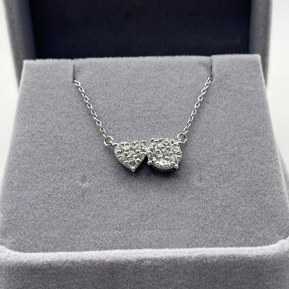 0.50 CT Round Cut VS1 Lab Diamond 925 Sterling Silver Heart Eternity Necklace - Picture 4 of 5
